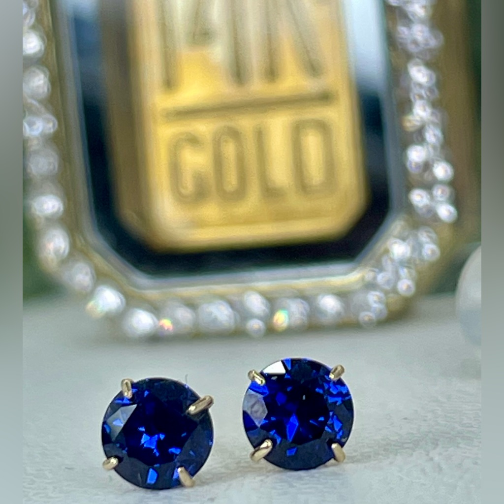 1/2c 14k Solid Sapphire Stud Earrings 4mm .25ct Each Blue Sapphire